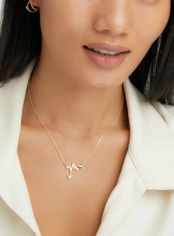 14K Gold Heartbeat Necklace