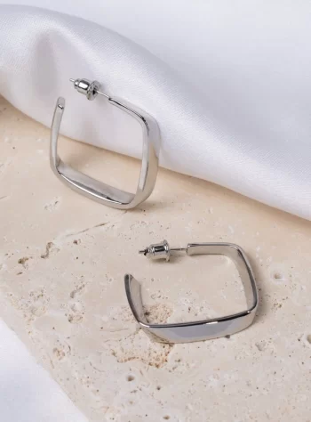 Silver Mila Geometric Hoop Earrings
