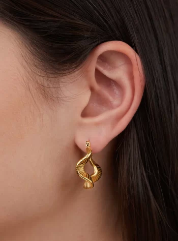 Geometric Wave Gold Hoop Earrings