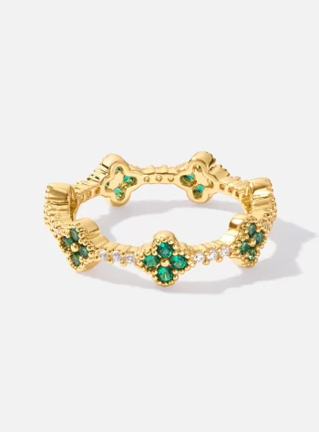 Four Leaf Clover Crystal Ring