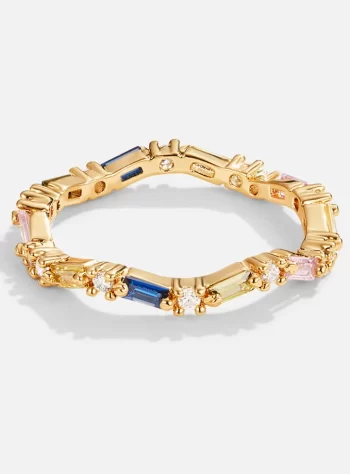 Golden Wave Rainbow Crystal Ring
