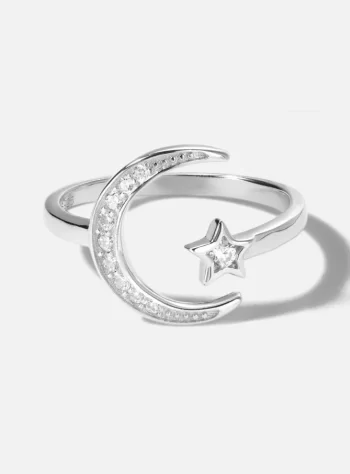 Moon & Star Sterling Silver Ring