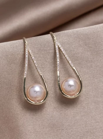 Golden Pearl Drop Earrings
