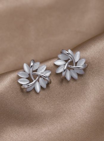 Opal Petal Silver Earrings