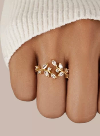 18K Crystal Vine Ring