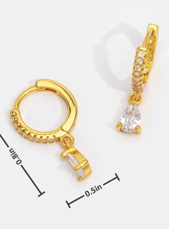 White Ivory Crystal Gold Hoop Earrings