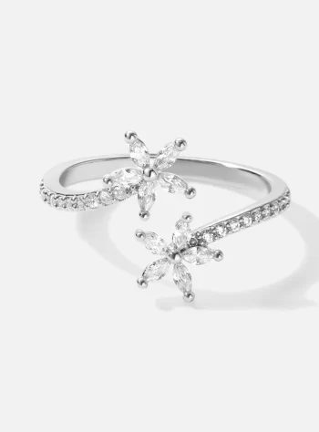 Spring Bloom Silver Crystal Ring