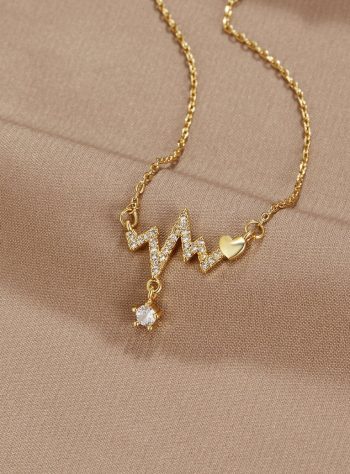 14K Gold Heartbeat Necklace