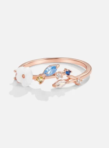 Crystal White Blossom Rings Rose Gold