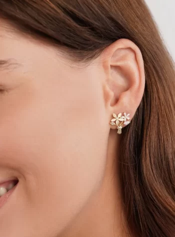 14K Gold Crystal Bouquet Earrings