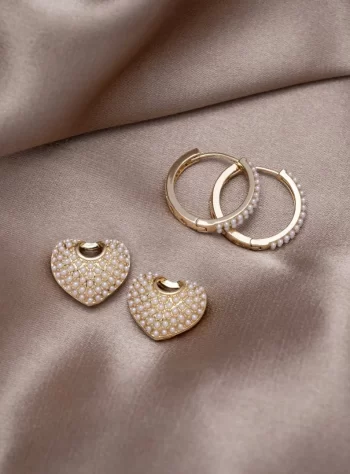 Pearl Heart Drop Earrings