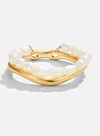 Orelia Pearl Double Layer Ring