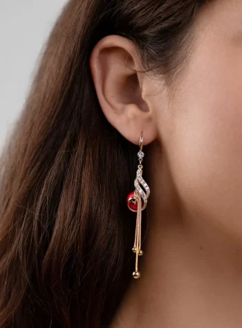 Golden Peacock Drop Earrings