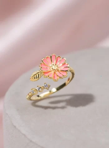 Pink Daisy Flower Ring