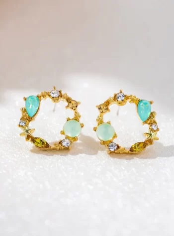 Jade & Yellow Crystal Orelia Earrings