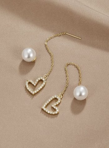Heart & Pearl Drop Earrings