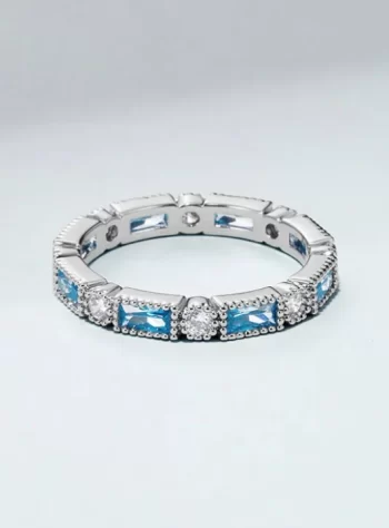 Aqua Blue Silver Ring