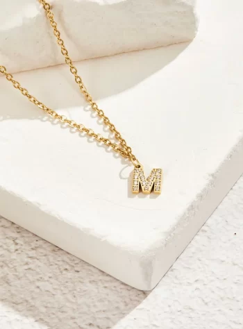 Crystal Letter Charm Necklace