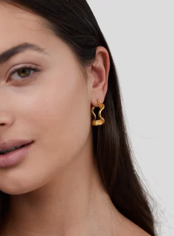 Geometric Wave Gold Hoop Earrings