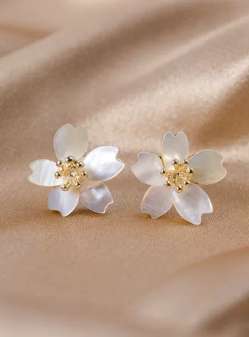 Dahlia Shell Flower Earrings