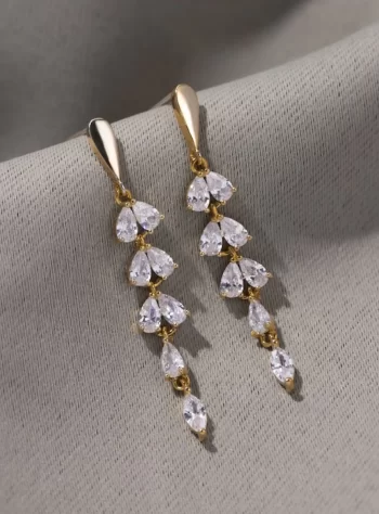 Golden Crystal Leaf Vine Earrings