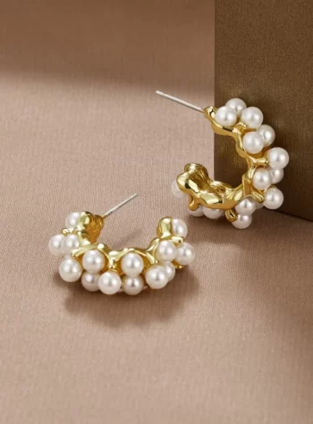 Mini-Pearl Hoop Earrings
