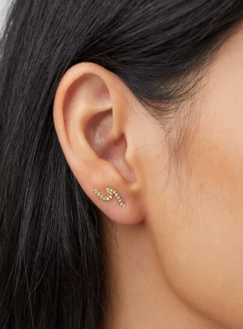 18K Wave Crystal Earrings