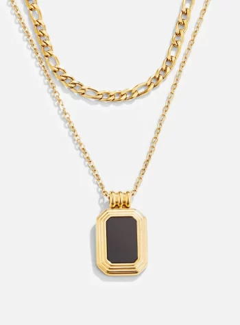 Layered Gold Black Pendant Necklace