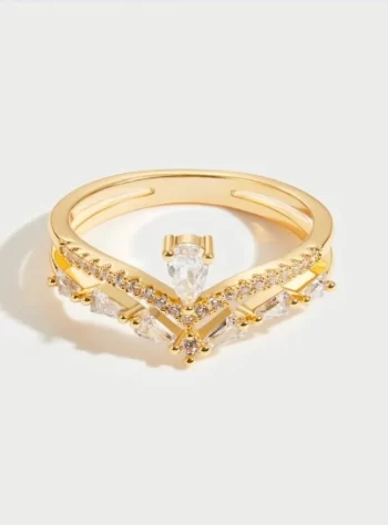 18K Gold Lilly Crystal Ring