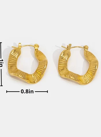Geometric Wave Gold Hoop Earrings