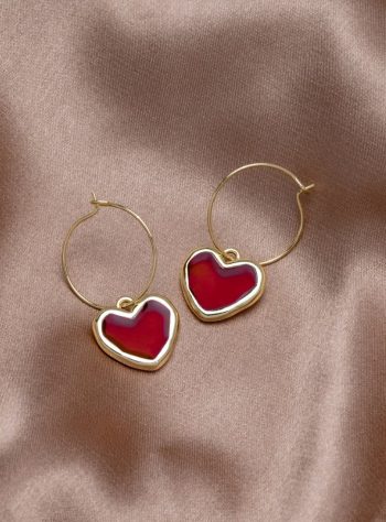 Red Heart Pendant Earrings