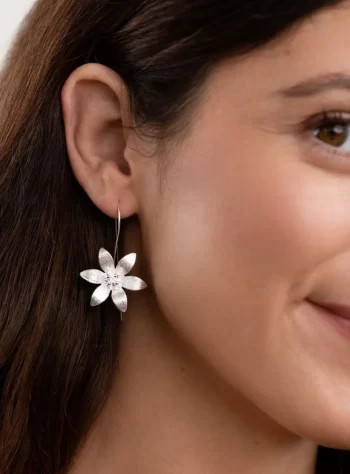 Sterling Silver Lotus Flower Earrings