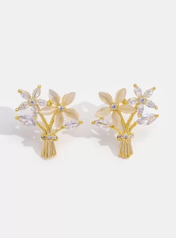 14K Gold Crystal Bouquet Earrings