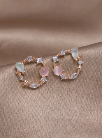 Round Crystal Flower Earrings