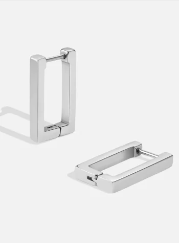 Silver Rectangle Hoop Earrings