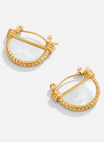Adelfa White Shell Hoop Earrings
