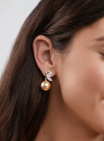 Crystal Butterfly & Pearl Taupe Earrings
