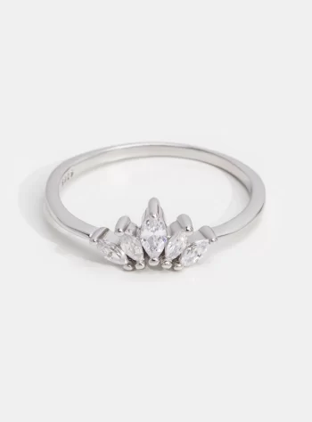 Silver Athena Crystal Crown Ring