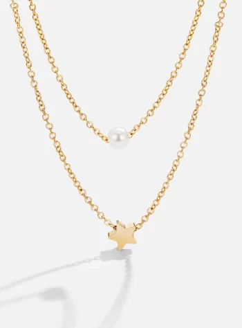 Layered Gold Star & Pearl Necklace