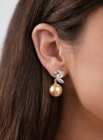 Crystal Butterfly & Pearl Taupe Earrings