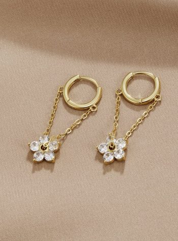 Blooming Petal Crystal Earrings