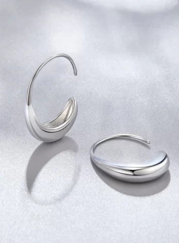 Classic Silver Drop Hoop Earrings