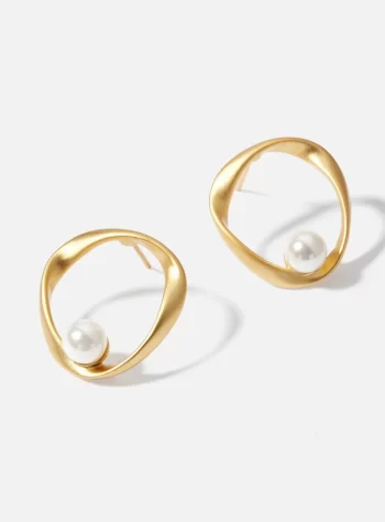Gold Hoop Pearl Earrings