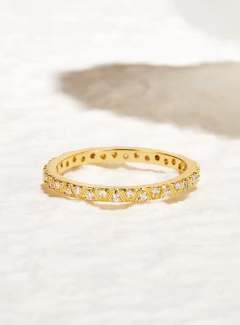 Arquette Gold & Crystal Band Ring